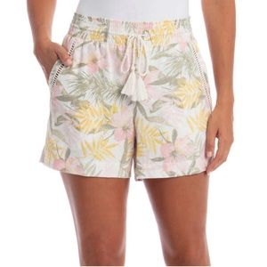 Briggs New York Linen Blend Pull-On Short Tropical Print Size Small NWT
